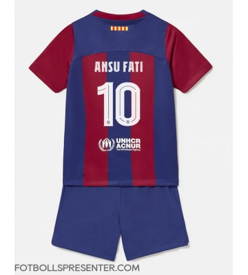 Barcelona Ansu Fati #10 Hemmatröja Barn 2023-24 Kortärmad (+ korta byxor)